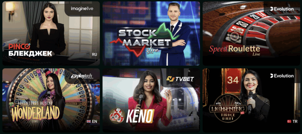 Pin-Up Casino canlı oyunlarının önizlemesi